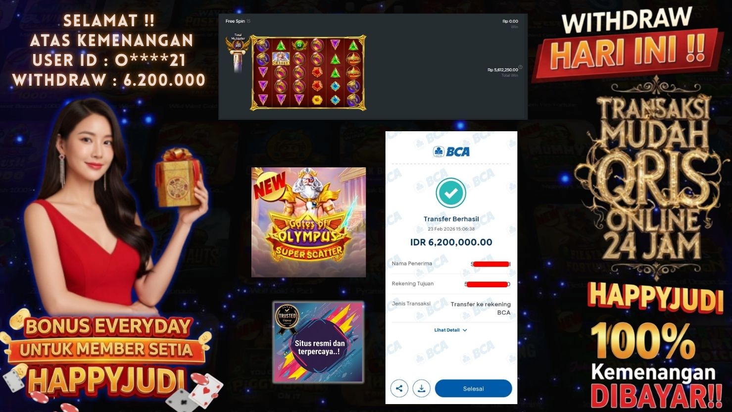 HAPPYJUDI JACKPOT SLOT GATES OF OLYMPUS SUPER SCATTER